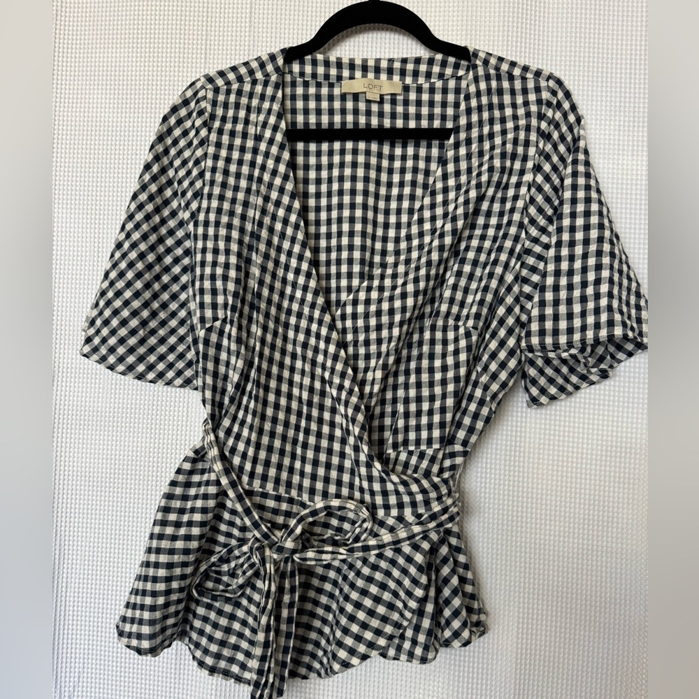 LOFT Checkered Tie Shirt